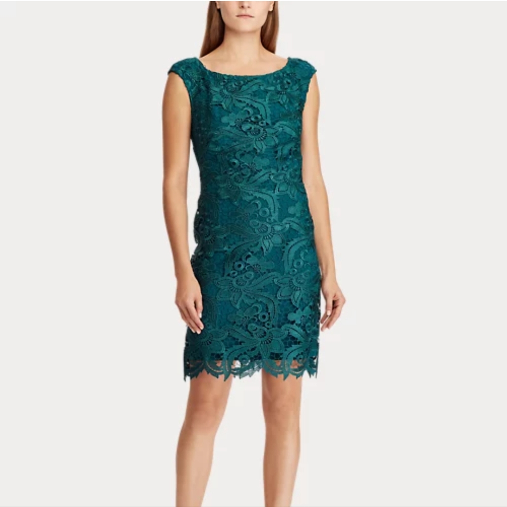 Ralph Lauren lace cap sleeve sheath dress